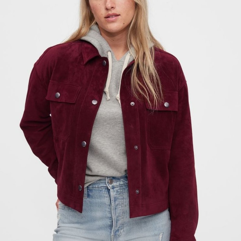 GAP Red Suede Cropped Jacket Size XS Like-New Women’s Vintage Outerwear